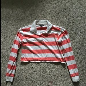 red & white striped crop top